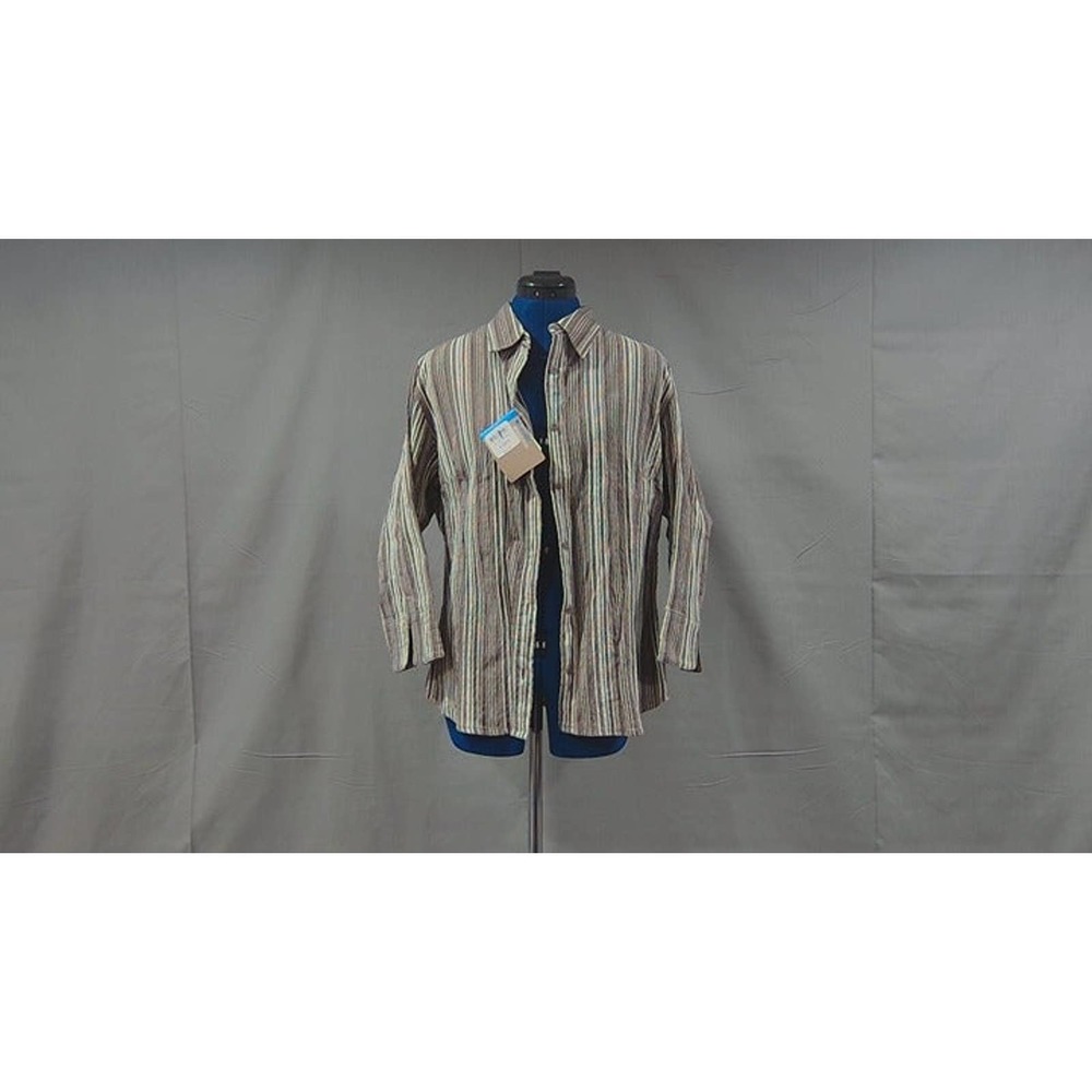 NWT Columbia Striped Shirt Womens Brown/Tan Button Up Cotton Stretch XL